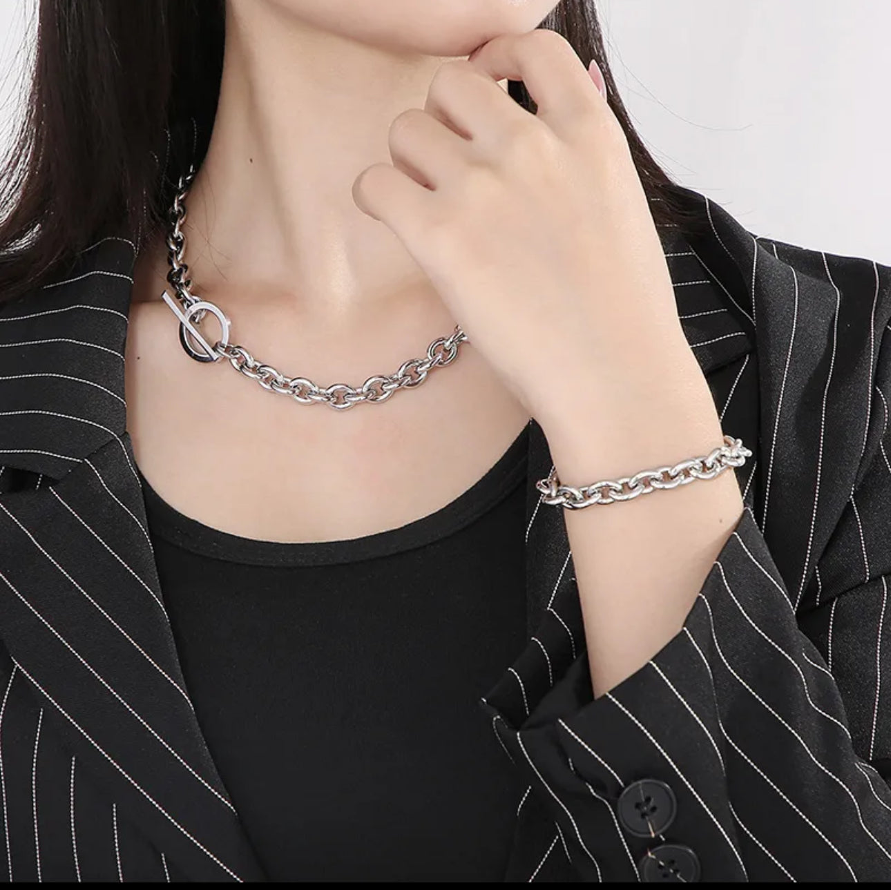 Ivette silver set's necklace and bracelet
